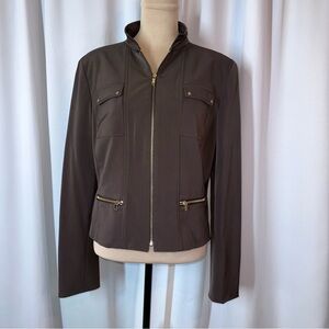 Vtg Carlisle Moto Jacket Size 14 Poly Blend Lined Zip Pockets Designer‎ Luxury
